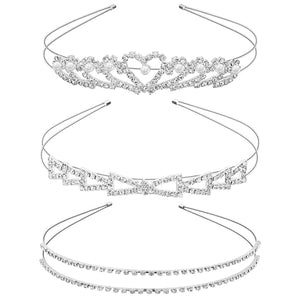 3 Pack Double Layer Rhinestone Headbands for Women, Crystal Headband