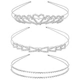 3 Pack Double Layer Rhinestone Headbands for Women, Crystal Headband