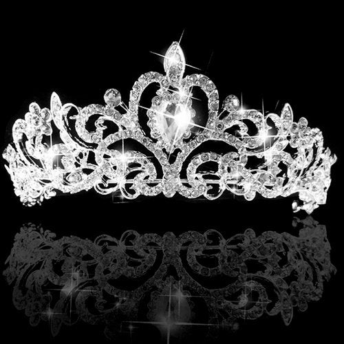 Zeabcar Headband Women's Wedding Bridal Princess Rhinestone Prom Hair Zeabcar Crown Veil Headband